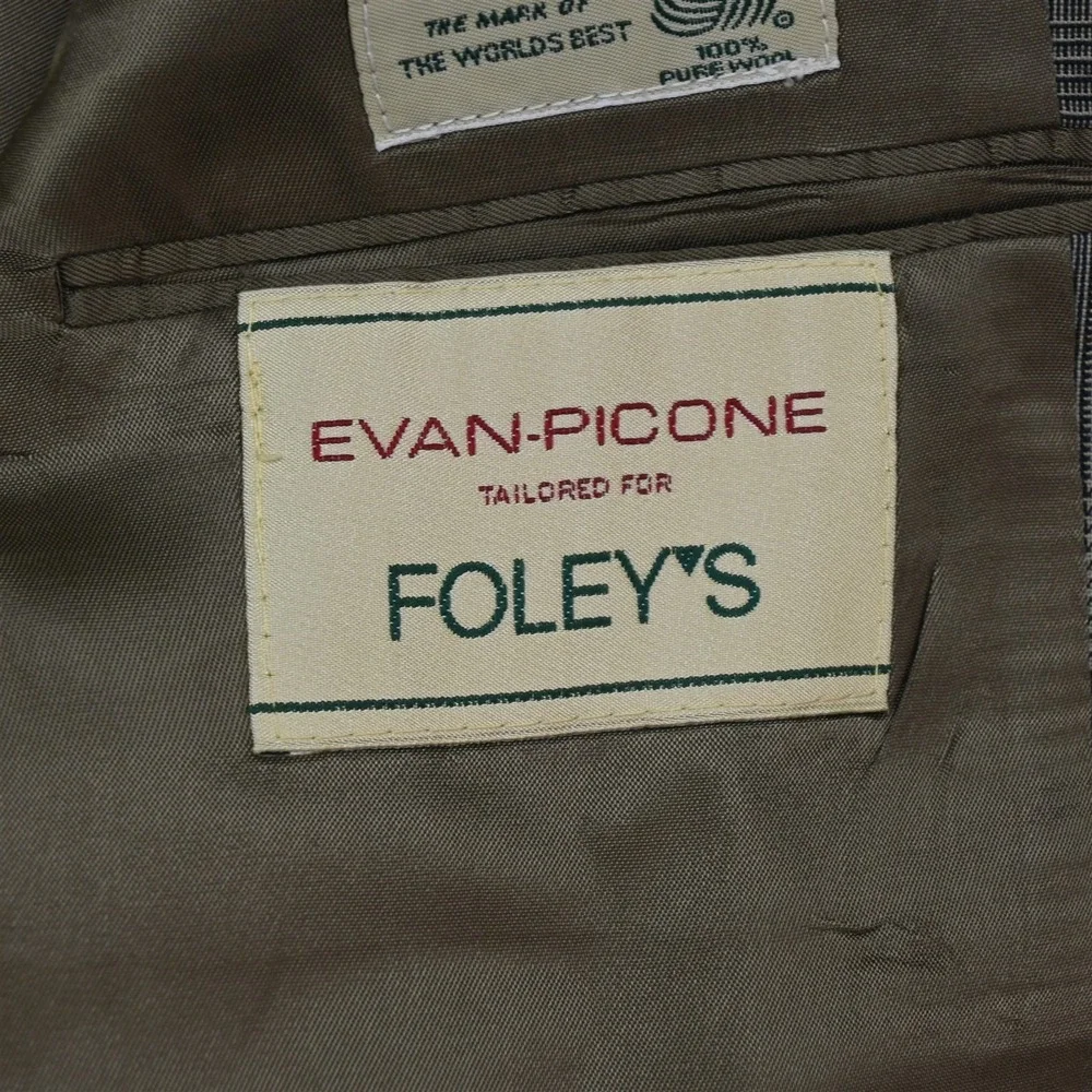 Vtg USA Made 42S 34x29 Brown Glenn Check 100% Wool Mens Jacket Pants Suit